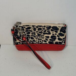 NWT COACH LEGACY OCELOT PRINT NEUTRAL Red Monogram Wallet Designer